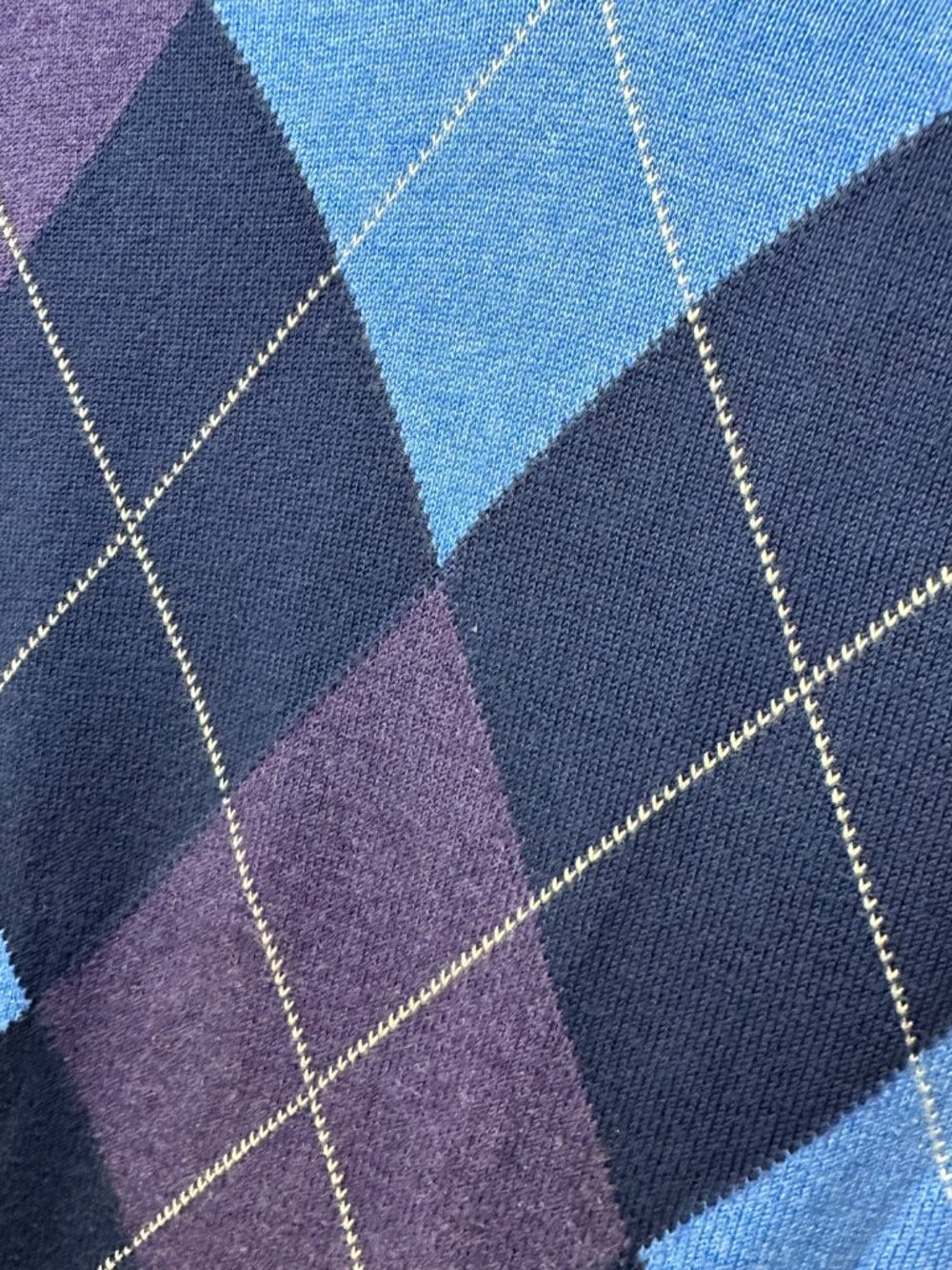 TWO Gap Mens Argyle Sweater Vests Size M Blue Purple Gray Grandpa 100% Cotton - Picture 15 of 16